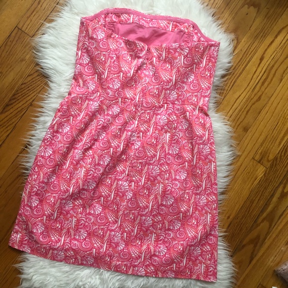 Vineyard vines pink strapless shell print dress 12 - Picture 5 of 6